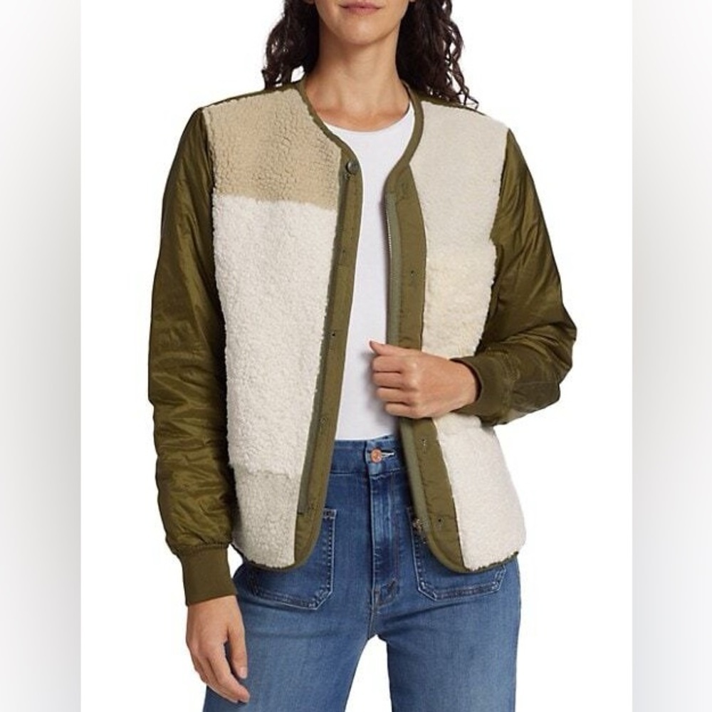 MOTHER The Inner Lining Faux Fur Color Block Jacket